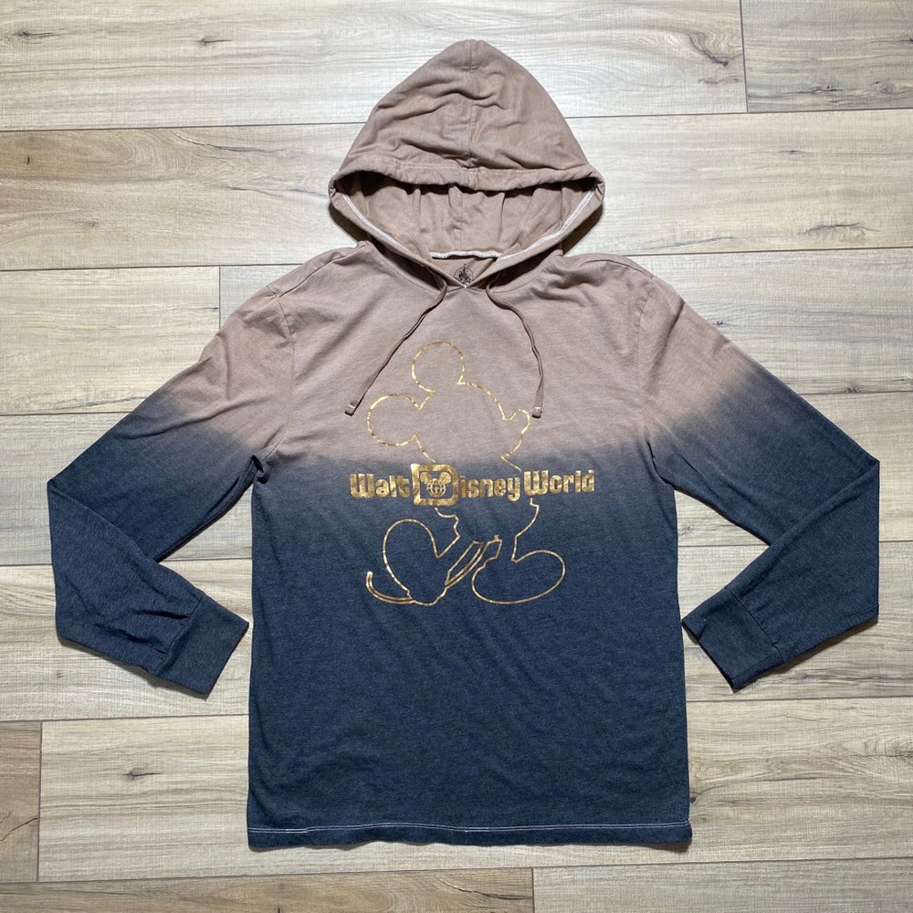 Disney Parks Mens Mickey Gold Leaf Belle Of the‎ Ball Bronze Ombré Hoodie Size S